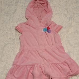 Hooded terrycloth pink baby swim & beach cover-up